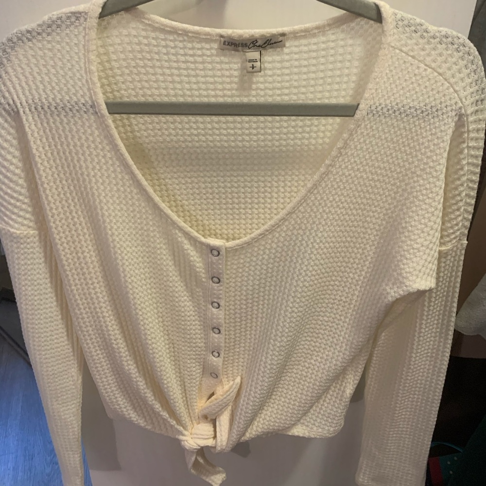Lazy super soft white button down tie blouse